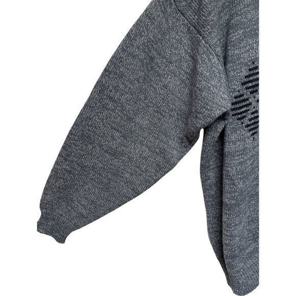 THE SWEATER Women's 100% Lamb's Wool Grey Geometric Turtle Neck Gray  Large - Picture 2 of 7